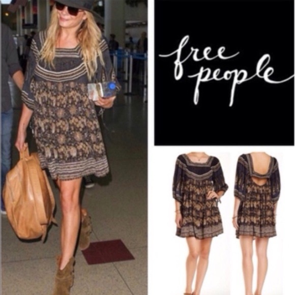 ♥️ NWT Free People Printed Bohemian Mini Dress - Picture 6 of 12